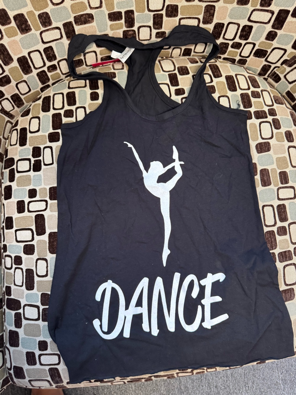 Black Dance Graphic Tank with White Dancer Print